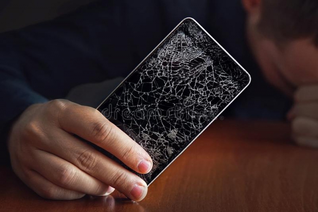 handsome angry businessman showing broken smartphone crashed screen handsome angry businessman showing broken smartphone 166845682