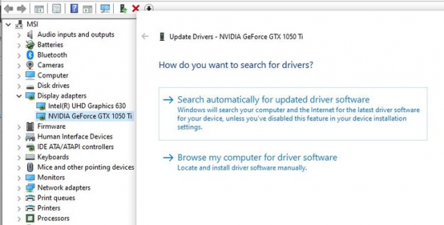 1update display driver manager windows10